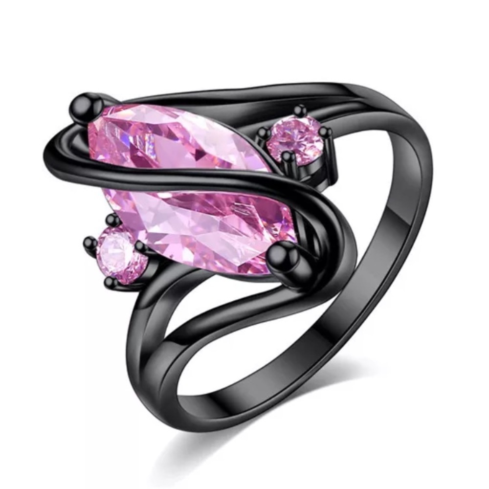 Marquise cut black gold filled ring